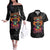 Day Of The Dead Sugar Skull Couples Matching Off The Shoulder Long Sleeve Dress and Hawaiian Shirt Dia De Los Murtos - Wonder Print Shop