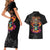 Day Of The Dead Sugar Skull Couples Matching Short Sleeve Bodycon Dress and Hawaiian Shirt Dia De Los Murtos - Wonder Print Shop