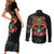 Day Of The Dead Sugar Skull Couples Matching Short Sleeve Bodycon Dress and Long Sleeve Button Shirts Dia De Los Murtos - Wonder Print Shop