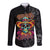 Day Of The Dead Sugar Skull Long Sleeve Button Shirt Dia De Los Murtos - Wonder Print Shop