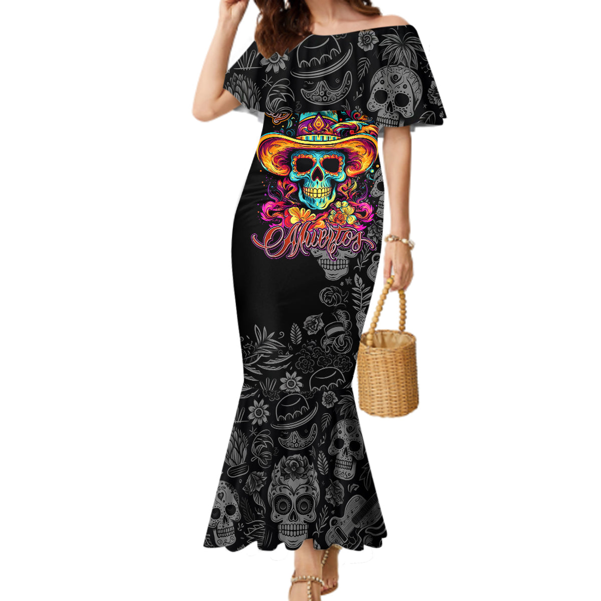 Day Of The Dead Sugar Skull Mermaid Dress Dia De Los Murtos - Wonder Print Shop