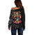 Day Of The Dead Sugar Skull Off Shoulder Sweater Dia De Los Murtos - Wonder Print Shop