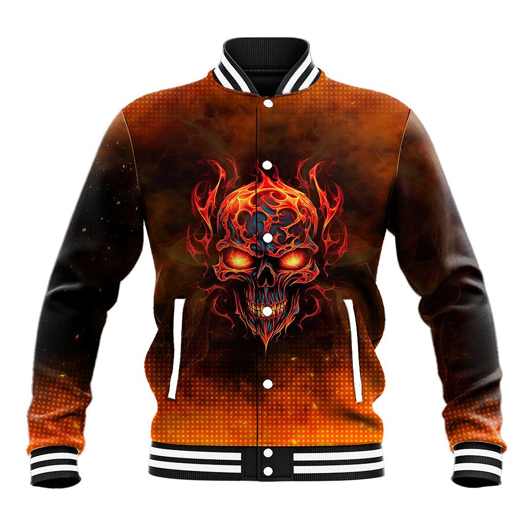 Fire Skull Baseball Jacket Of Course I'm Going To Hell I'm Just Here To Pick You Up - Wonder Print Shop