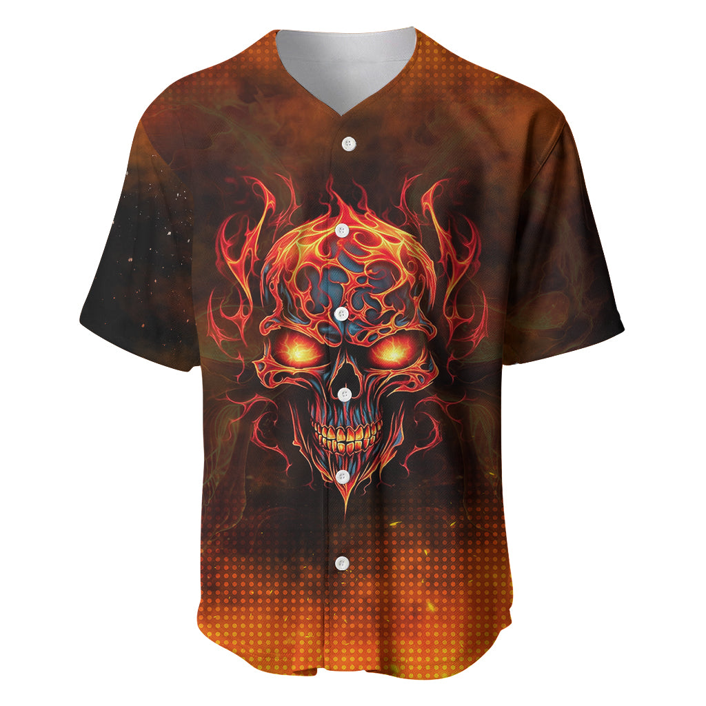 Fire Skull Baseball Jersey Of Course I'm Going To Hell I'm Just Here To Pick You Up - Wonder Print Shop