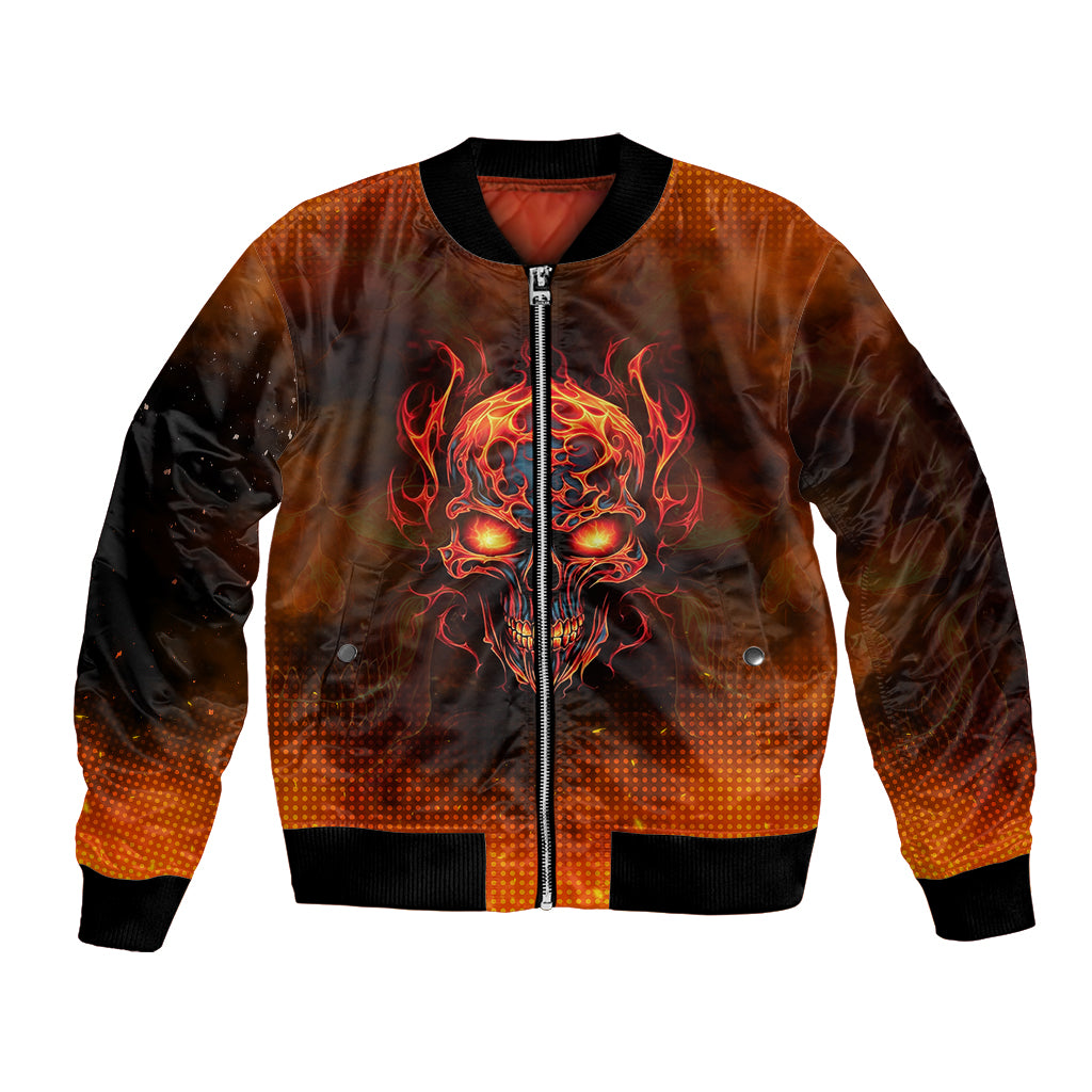 Fire Skull Bomber Jacket Of Course I'm Going To Hell I'm Just Here To Pick You Up - Wonder Print Shop