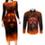 Fire Skull Couples Matching Long Sleeve Bodycon Dress and Long Sleeve Button Shirts Of Course I'm Going To Hell I'm Just Here To Pick You Up - Wonder Print Shop