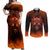 Fire Skull Couples Matching Off Shoulder Maxi Dress and Long Sleeve Button Shirts Of Course I'm Going To Hell I'm Just Here To Pick You Up - Wonder Print Shop