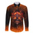 Fire Skull Long Sleeve Button Shirt Of Course I'm Going To Hell I'm Just Here To Pick You Up - Wonder Print Shop