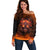 Fire Skull Off Shoulder Sweater Of Course I'm Going To Hell I'm Just Here To Pick You Up - Wonder Print Shop