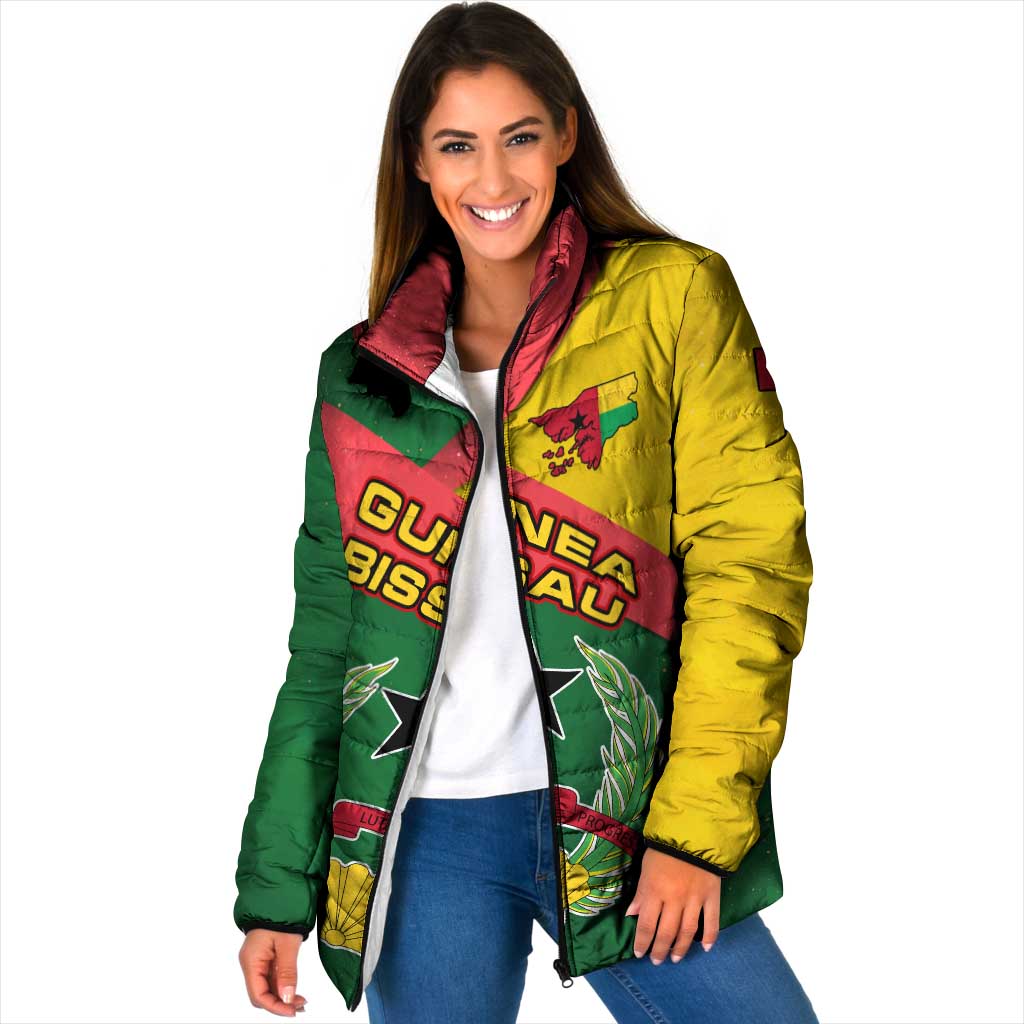 Guinea Bissau Padded Jacket with Green Yellow Red Swirl Design - Wonder Print Shop