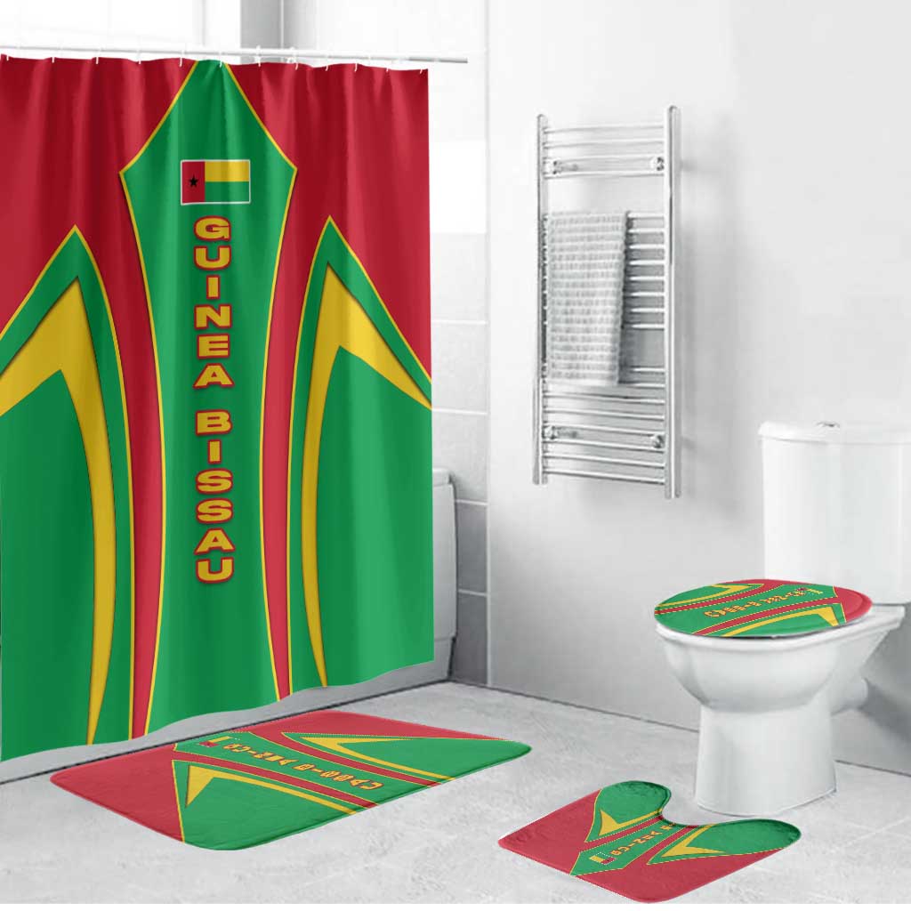 Guinea Bissau Bathroom Set with Red Green Yellow Stripe Design and Black Star - Wonder Print Shop