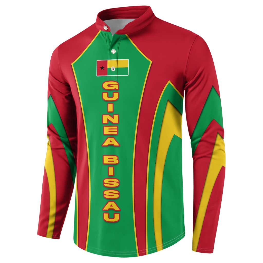 Guinea Bissau Button Sweatshirt with Red Green Yellow Stripe Design and Black Star - Wonder Print Shop
