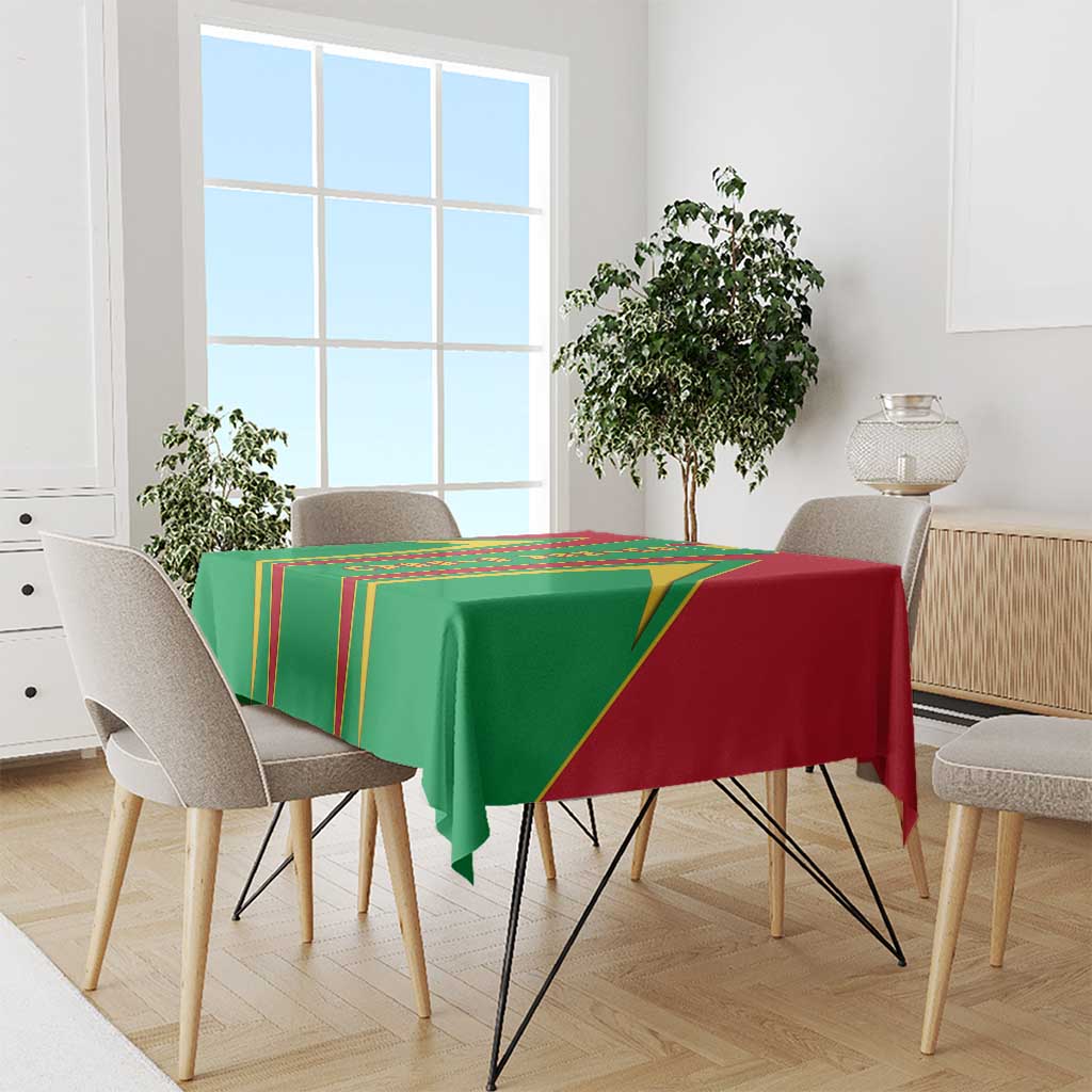 Guinea Bissau Tablecloth with Red Green Yellow Stripe Design and Black Star - Wonder Print Shop