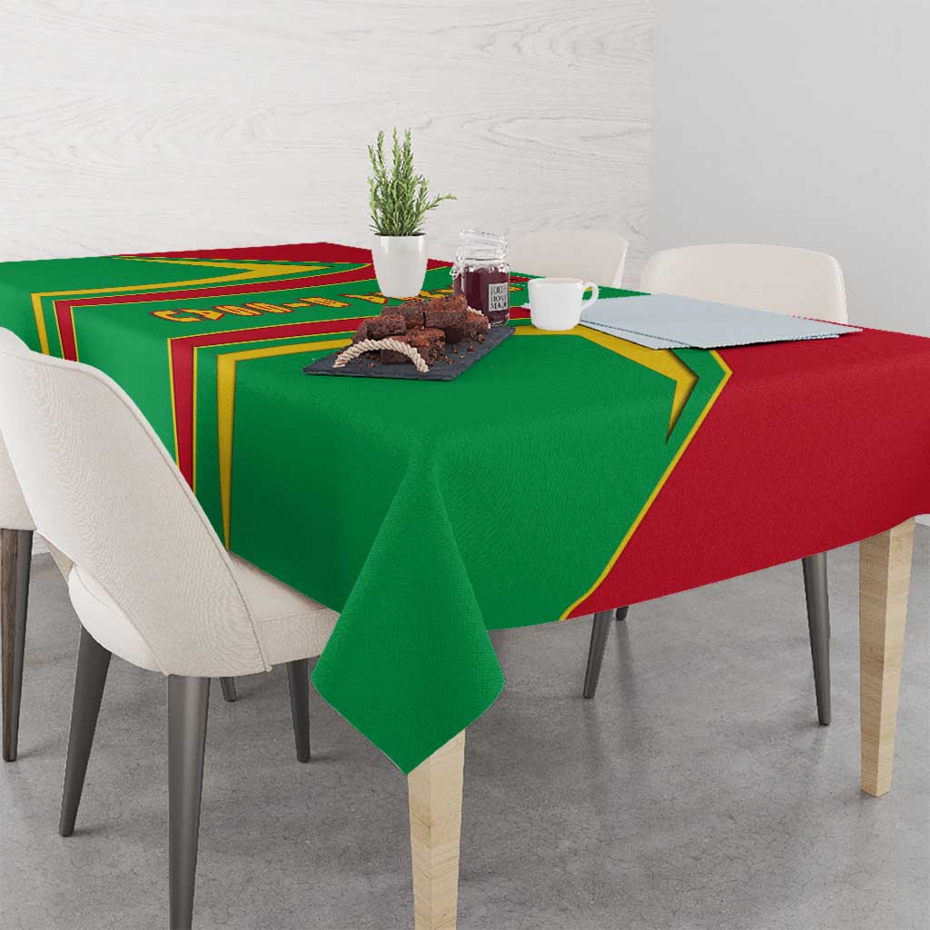 Guinea Bissau Tablecloth with Red Green Yellow Stripe Design and Black Star - Wonder Print Shop