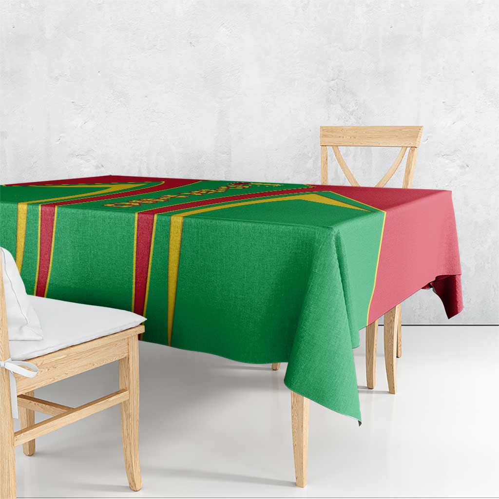 Guinea Bissau Tablecloth with Red Green Yellow Stripe Design and Black Star - Wonder Print Shop