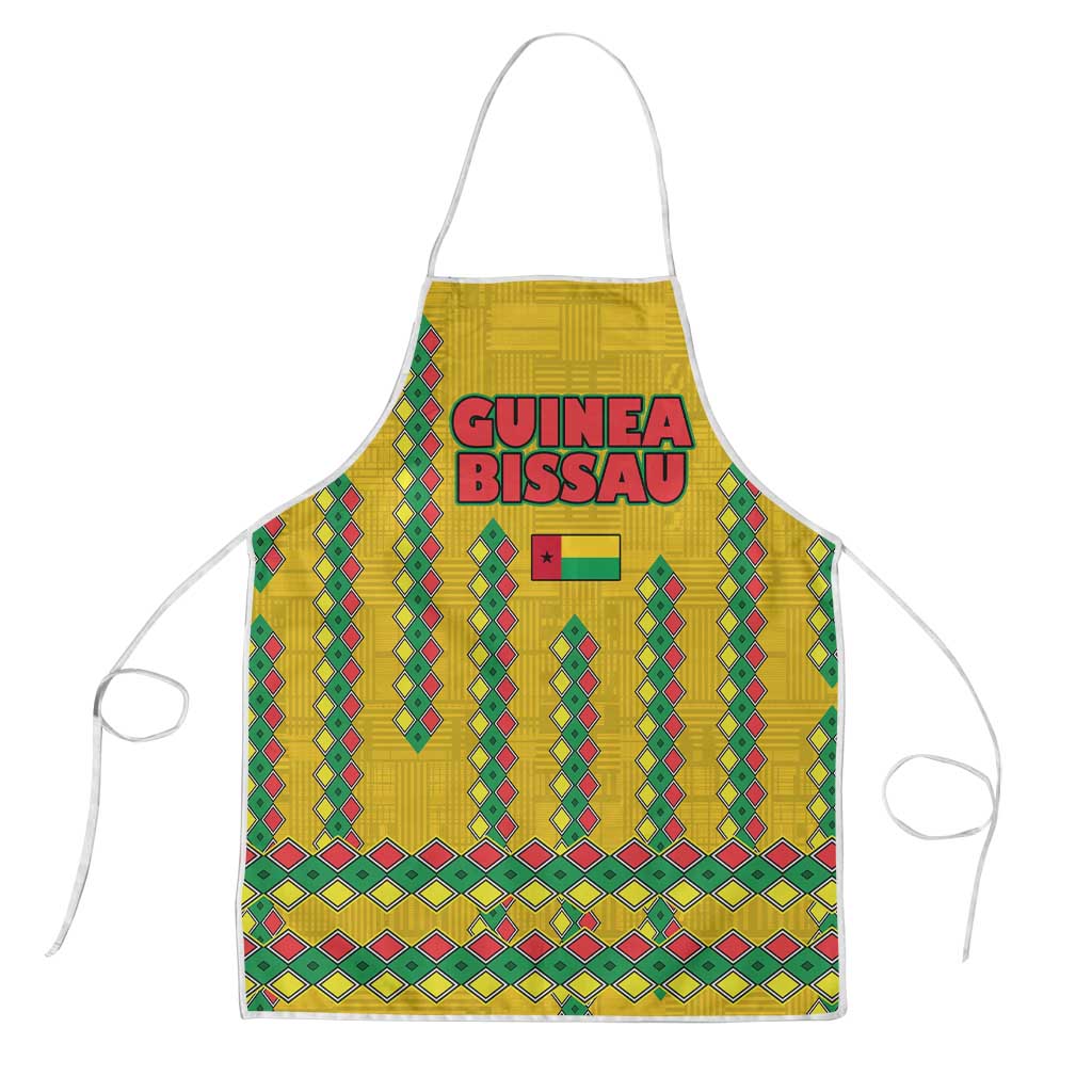Guinea Bissau Apron with Yellow Tribal Geometric Design and National Flag - Wonder Print Shop