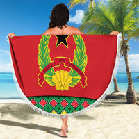 Guinea Bissau Beach Blanket with Red Yellow Green Geometric Design - Wonder Print Shop