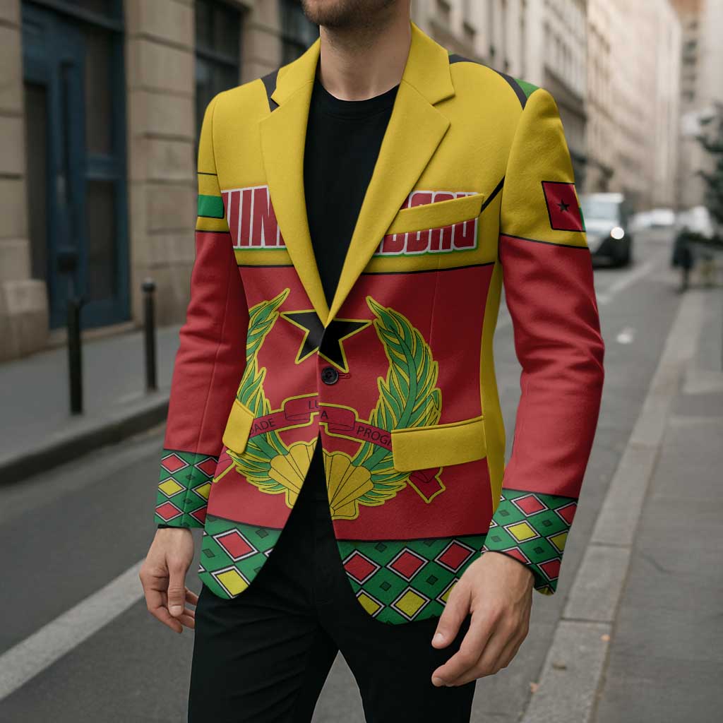Guinea Bissau Blazer with Red Yellow Green Geometric Design - Wonder Print Shop