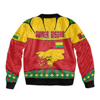 Guinea Bissau Bomber Jacket with Red Yellow Green Geometric Design - Wonder Print Shop
