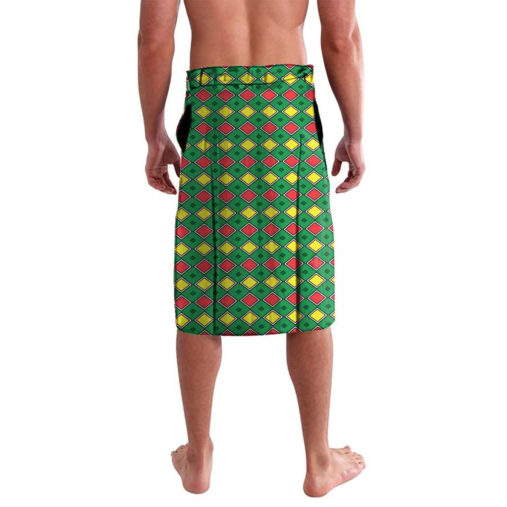 Guinea Bissau Lavalava with Red Yellow Green Geometric Design - Wonder Print Shop