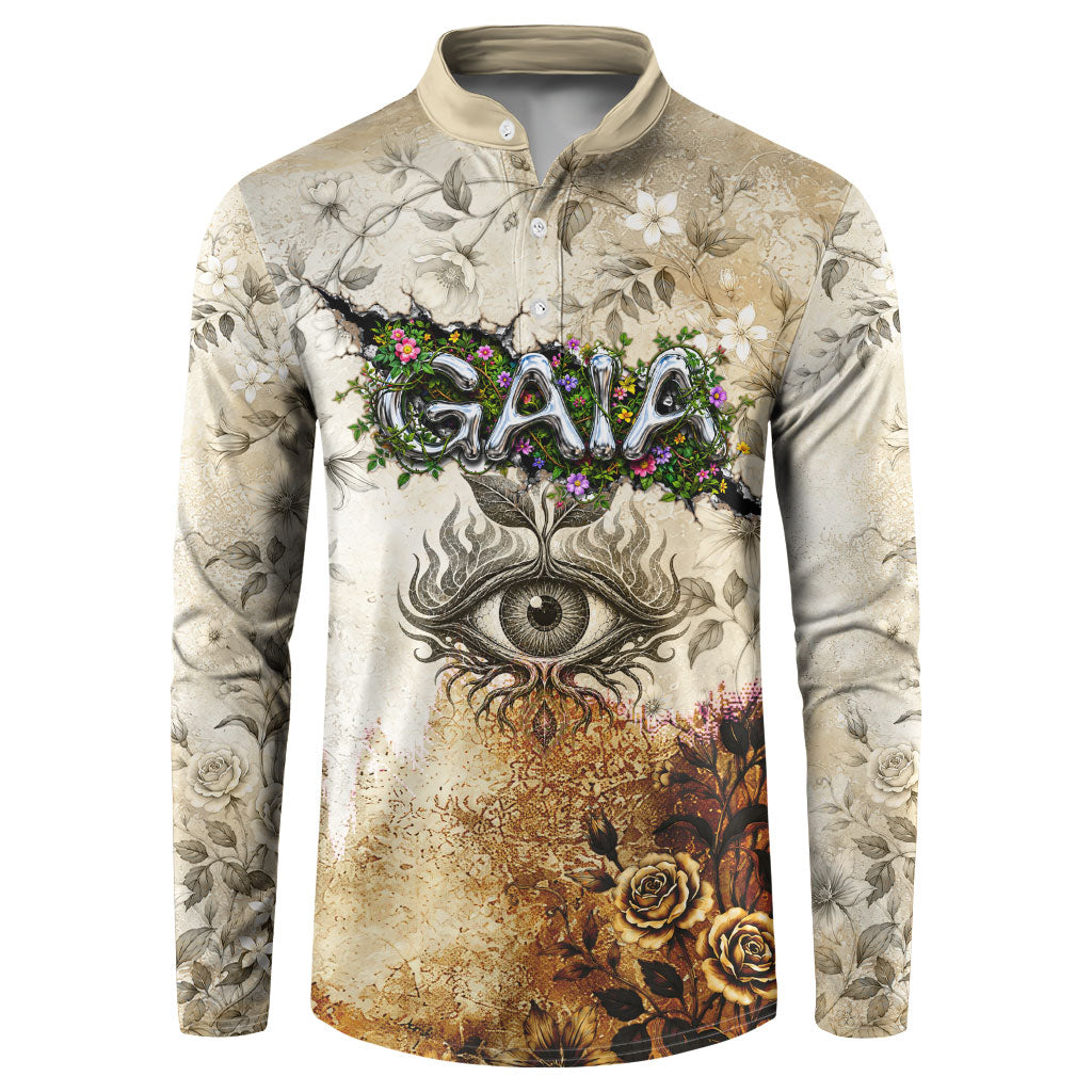 Gaia Mother Earth Sacred Eye Button Sweatshirt Greek Vintage Botanical Sketch Esoteric Spiritual Floral