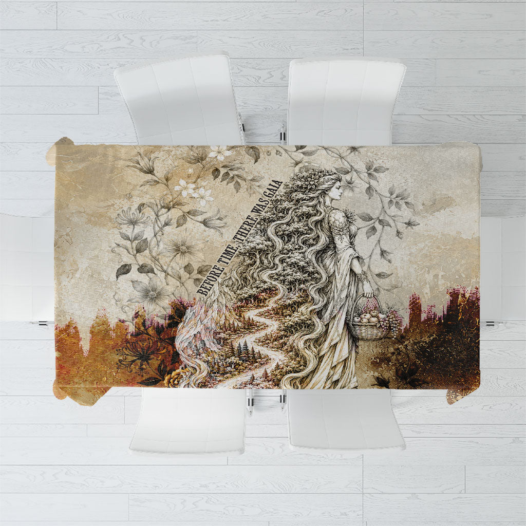 Gaia Mother Earth Sacred Eye Tablecloth Greek Vintage Botanical Sketch Esoteric Spiritual Floral