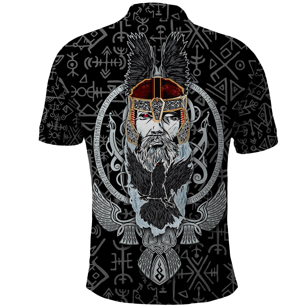 Viking Odin Polo Shirt The All-Father God in Norse Mythology with Runes Pattern - Wonder Print Shop