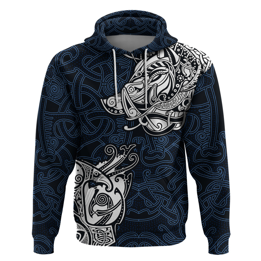 Viking Hoodie Legendary Viking Boar and Intricate Norse Patterns - Wonder Print Shop