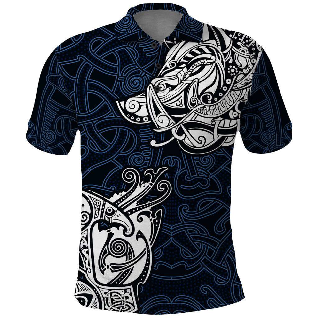 Viking Polo Shirt Legendary Viking Boar and Intricate Norse Patterns - Wonder Print Shop