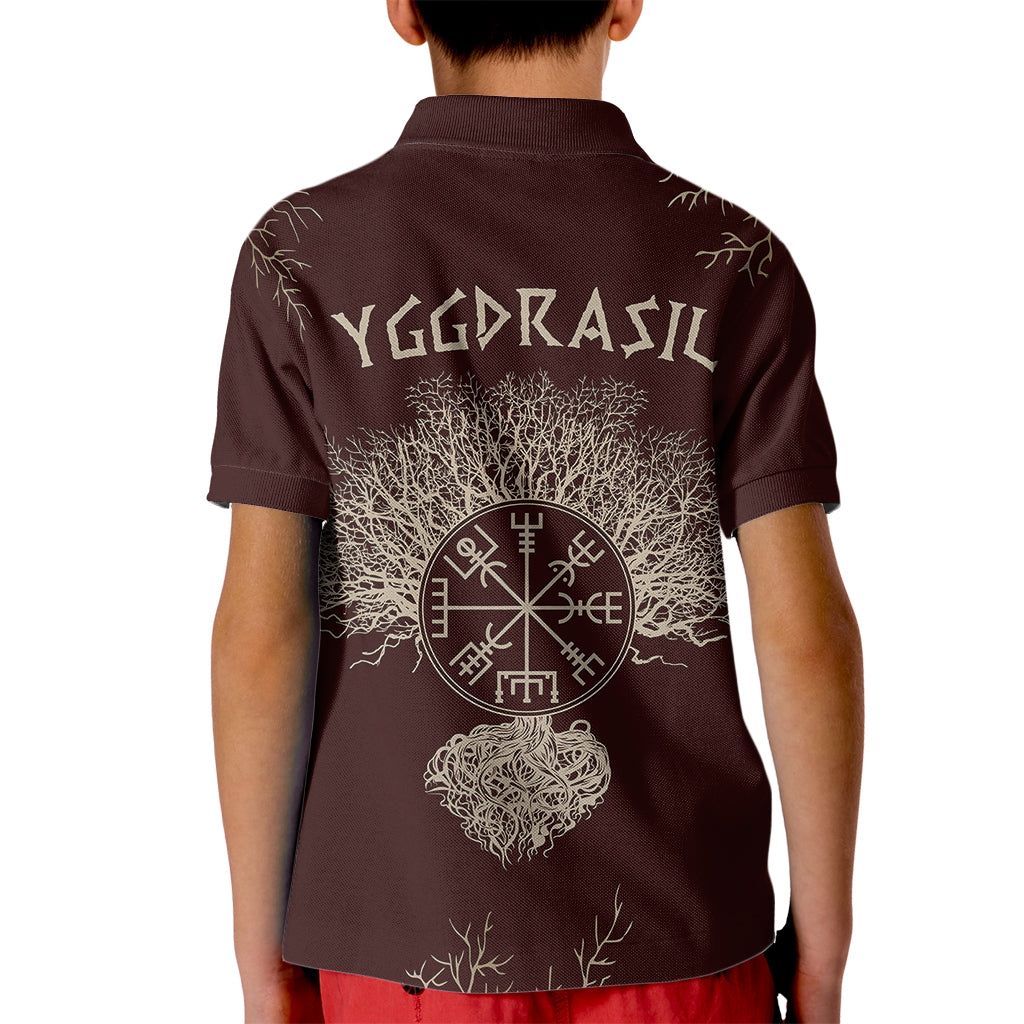 Viking Kid Polo Shirt Yggdrasil Pattern And Ancient Rune - Wonder Print Shop