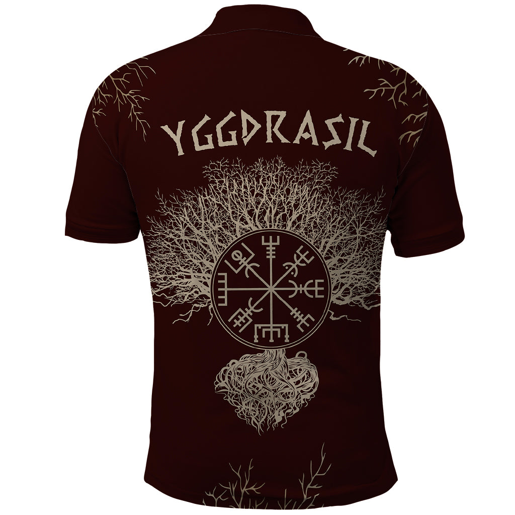 Viking Polo Shirt Yggdrasil Pattern And Ancient Rune - Wonder Print Shop