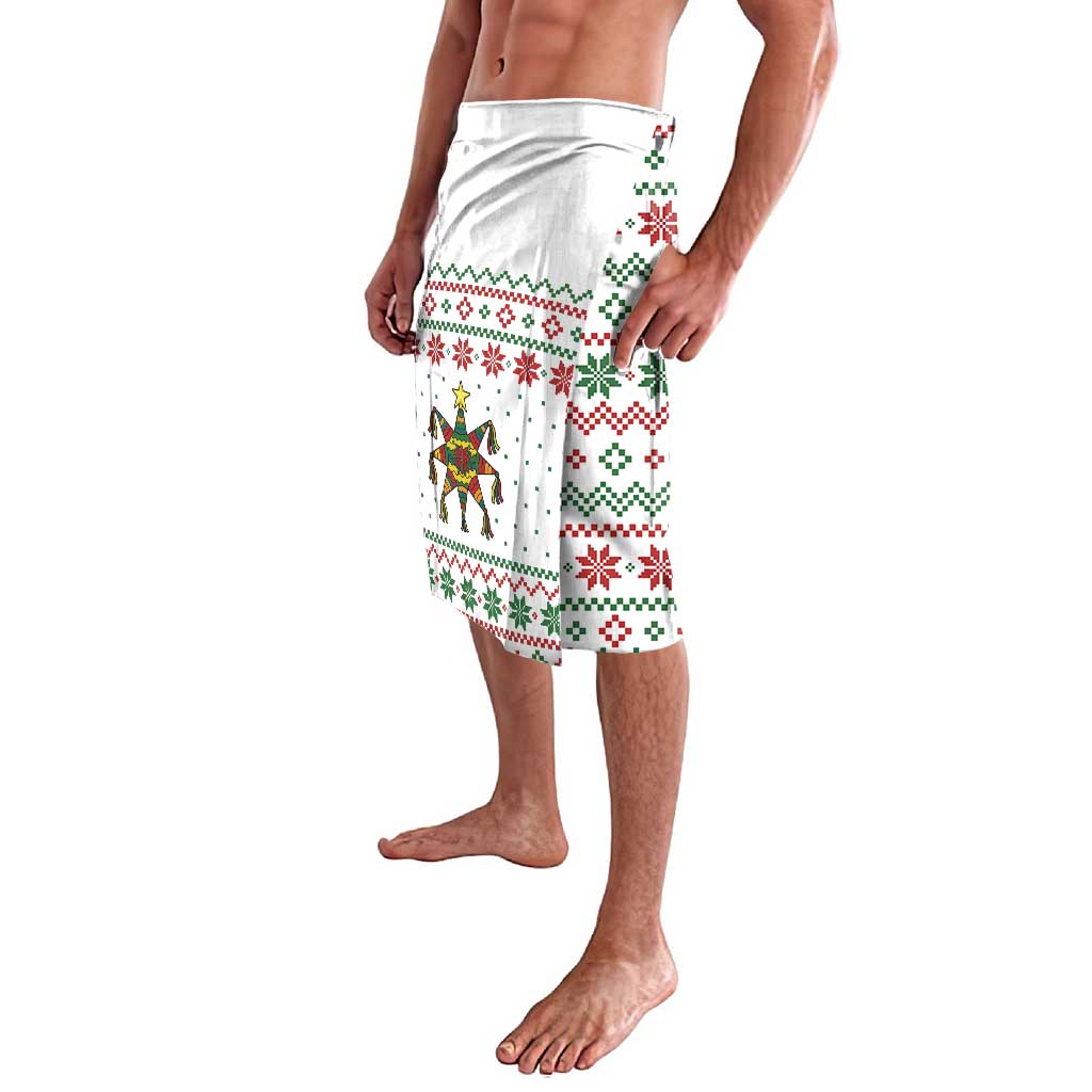 Mexico Christmas Lavalava with Piñata Star Design and Red Green Snowflake Pattern - Wonder Print Shop