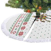Mexico Christmas Tree Skirt with Piñata Star Design and Red Green Snowflake Pattern - Wonder Print Shop