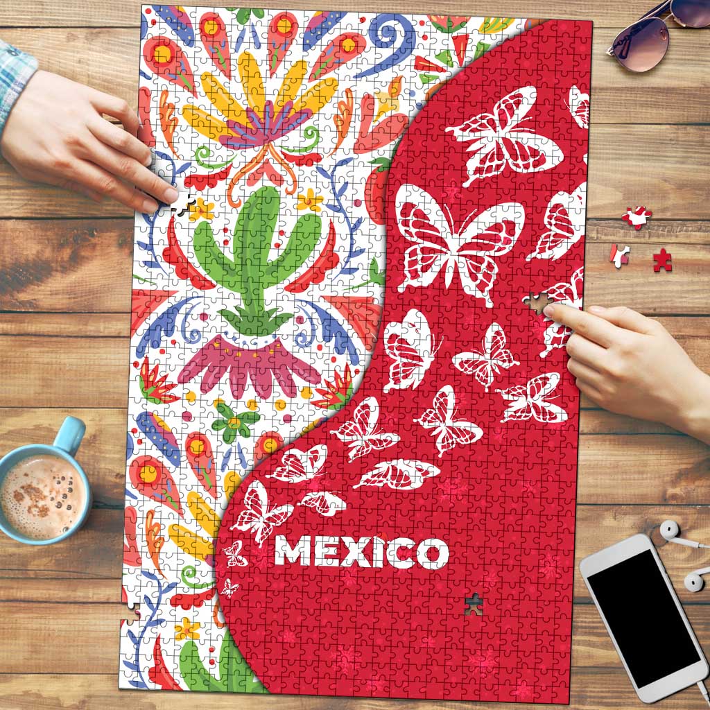 Mexico Christmas Puzzle with Butterfly Cactus and Colorful Floral Folk Art - Wonder Print Shop