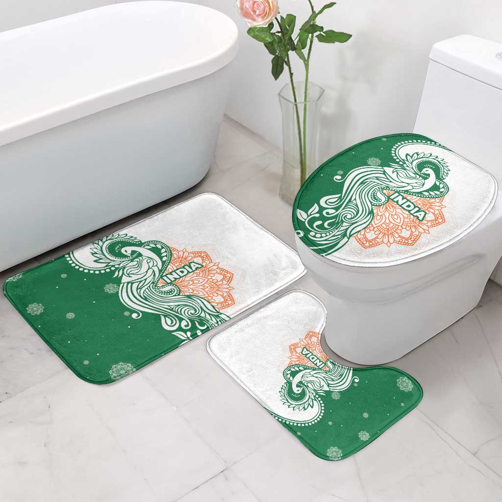 India Christmas Bathroom Set with Peacock Mandala Pattern and Tricolor Design - Wonder Print Shop
