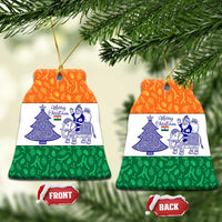 India Christmas Ceramic Ornament with Elephant Santa Tree Design and Tricolor Holiday Pattern - Wonder Print Shop