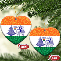 India Christmas Ceramic Ornament with Elephant Santa Tree Design and Tricolor Holiday Pattern - Wonder Print Shop