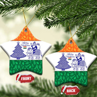 India Christmas Ceramic Ornament with Elephant Santa Tree Design and Tricolor Holiday Pattern - Wonder Print Shop