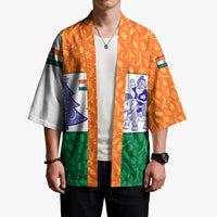 India Christmas Kimono with Elephant Santa Tree Design and Tricolor Holiday Pattern - Wonder Print Shop