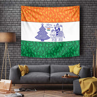 India Christmas Tapestry with Elephant Santa Tree Design and Tricolor Holiday Pattern - Wonder Print Shop