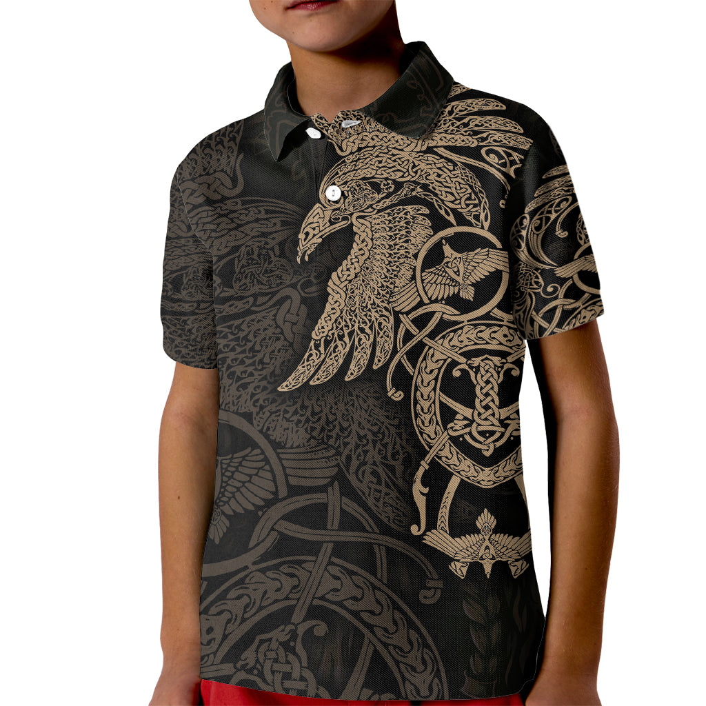 Viking Raven Kid Polo Shirt Wisdom in Flight - Wonder Print Shop