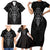 Viking Valhalla Family Matching Short Sleeve Bodycon Dress and Hawaiian Shirt Odin and Drakkar Pattern - Wonder Print Shop