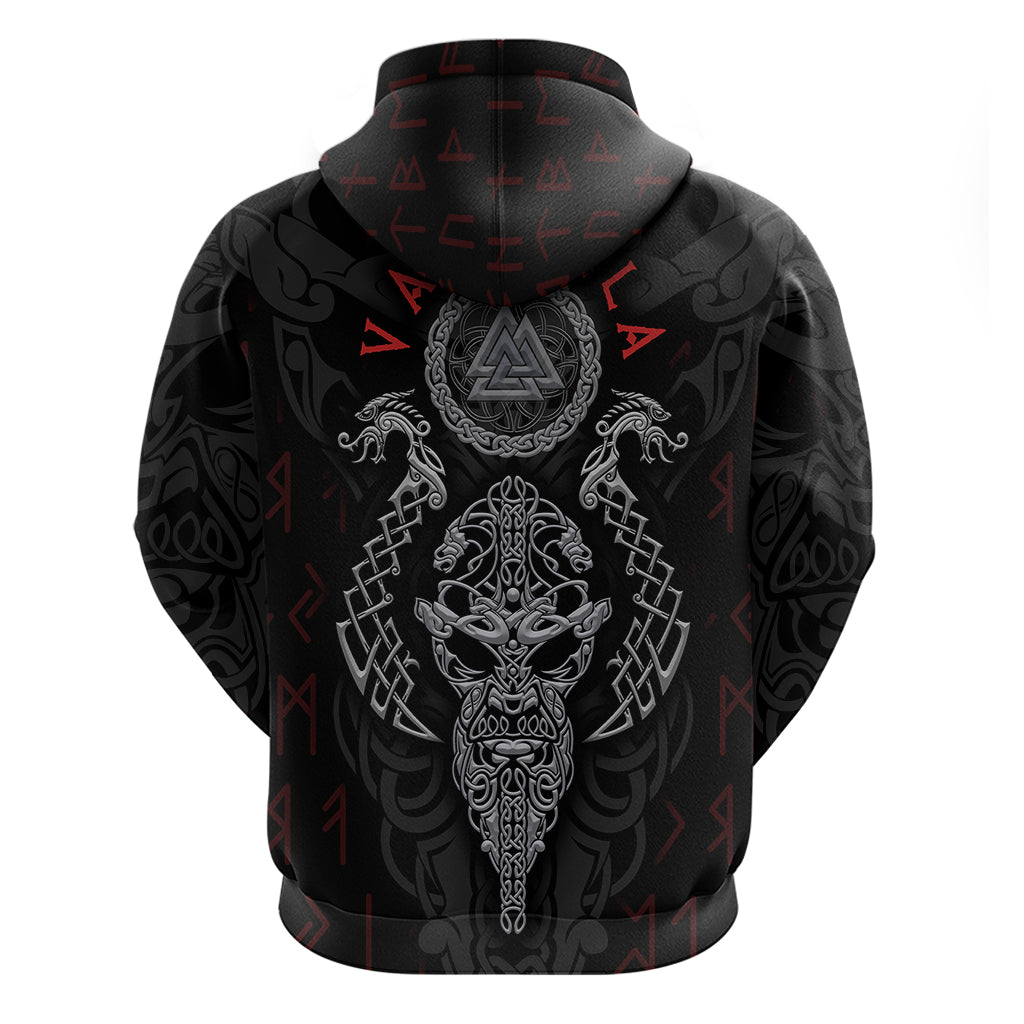 Viking Valhalla Hoodie Odin and Drakkar Pattern - Wonder Print Shop