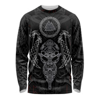 Unisex black long-sleeve shirt with central Viking emblem and drakkar-pattern graphic