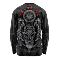 Unisex black long-sleeve shirt with Viking-style back emblem and rune pattern