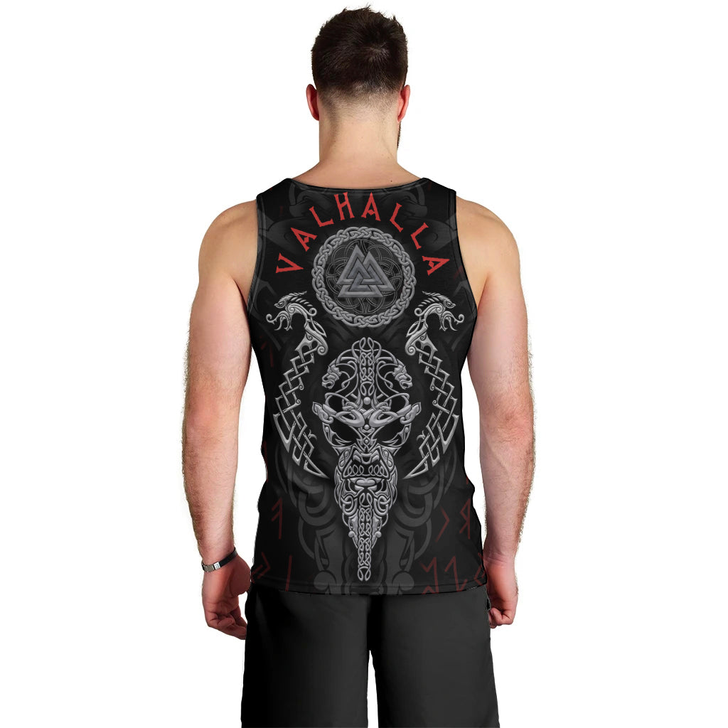 Viking Valhalla Men Tank Top Odin and Drakkar Pattern - Wonder Print Shop