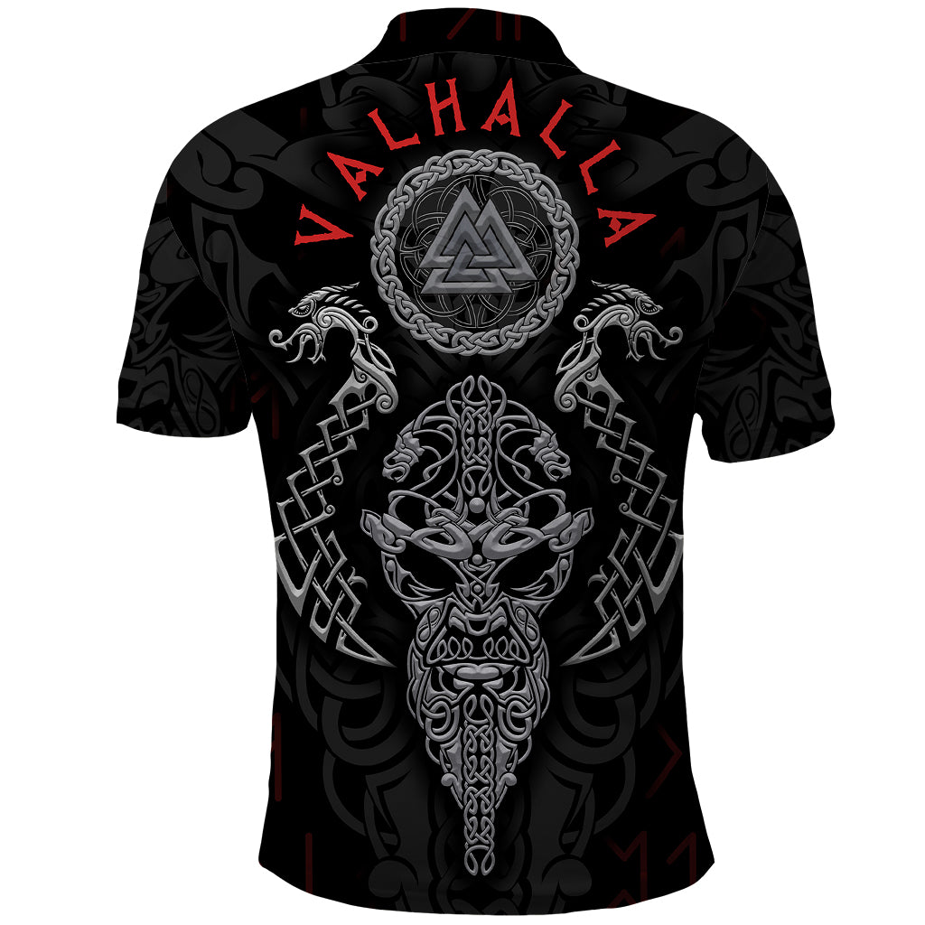 Viking Valhalla Polo Shirt Odin and Drakkar Pattern - Wonder Print Shop