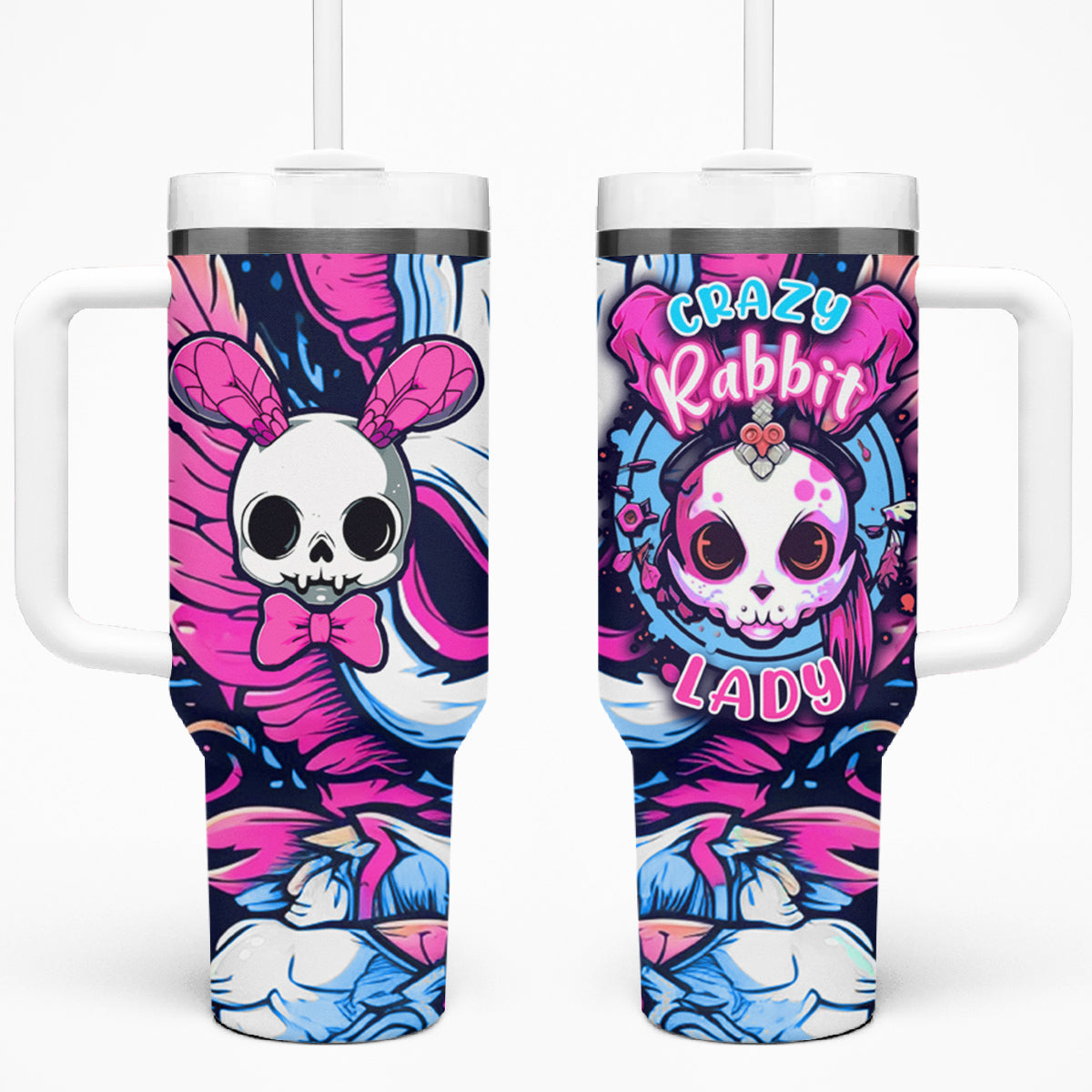 Crazy Rabbit Lady Tumbler With Handle