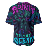 Multicolor baseball jersey with neon octopus graphic and 'OF THE CHEAHN' front print