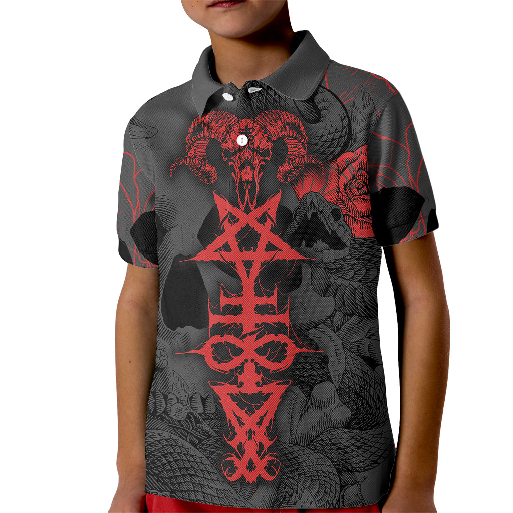 Skull Horror - Satan Symbol Grunge Kid Polo Shirt - Wonder Print Shop